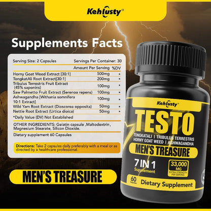 Tongkat Ali & Saw Palmetto Men's Vitality Capsules with Horny Goat Weed for Bath Time, Home Spa and Personal Care