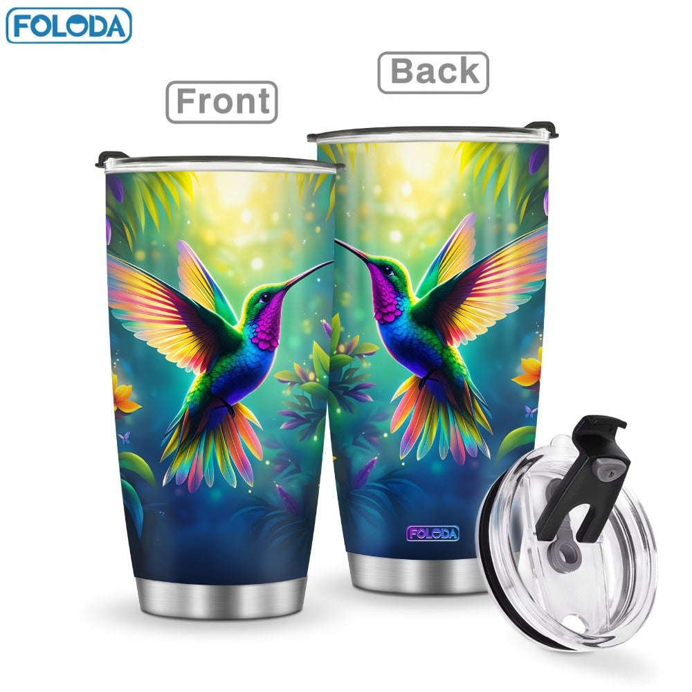 Hummingbird Flower Vacuum Insulated Travel Tumbler 20oz – Gift for Mom Grandma Sister Daughter Birthday Valentine's Day
