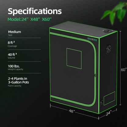 ALPHAGROW Grow Tent Greenhouse Portable 2X2/3X3/4X2/4X4 Ft High Reflective 1680D Mylar Canvas for Garden, Patio and Yard Use