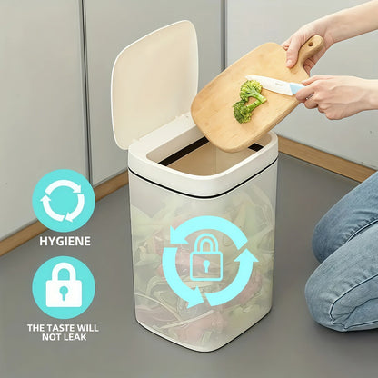 Touchless Trash Can Sensor Lid Hands-Free, Infrared Motion Detection, Battery Powered Cordless