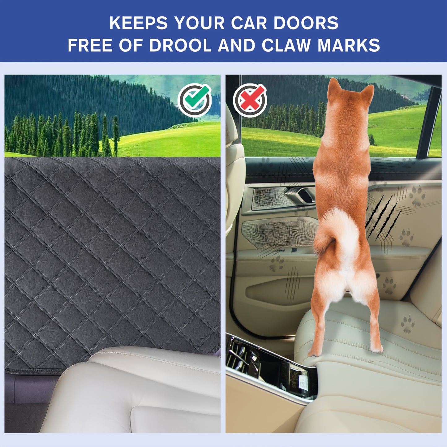 Car Door Protector for Dogs 2-Pack | Pet Scratch Guard Cover for Car Interior Door Panel, Waterproof Dirt-Resistant with Exclusive Lock Tabs