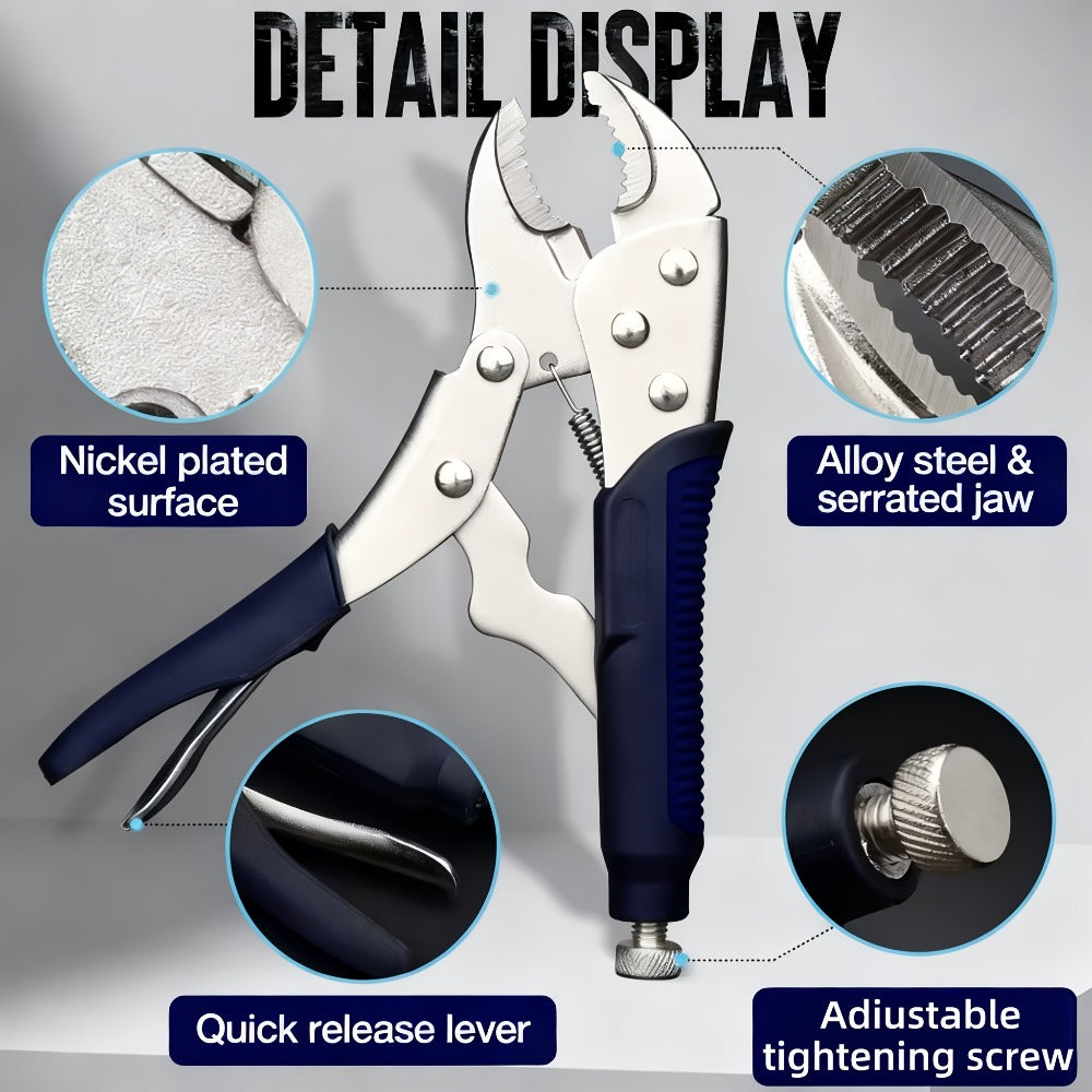Pliers Set 6-Piece, Needle Nose, Curved & Locking C-Type Pliers, 5-10 Inch Sizes, Versatile Vise Grip Tool Kit for Home