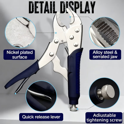 Pliers Set 6-Piece, Needle Nose, Curved & Locking C-Type Pliers, 5-10 Inch Sizes, Versatile Vise Grip Tool Kit for Home