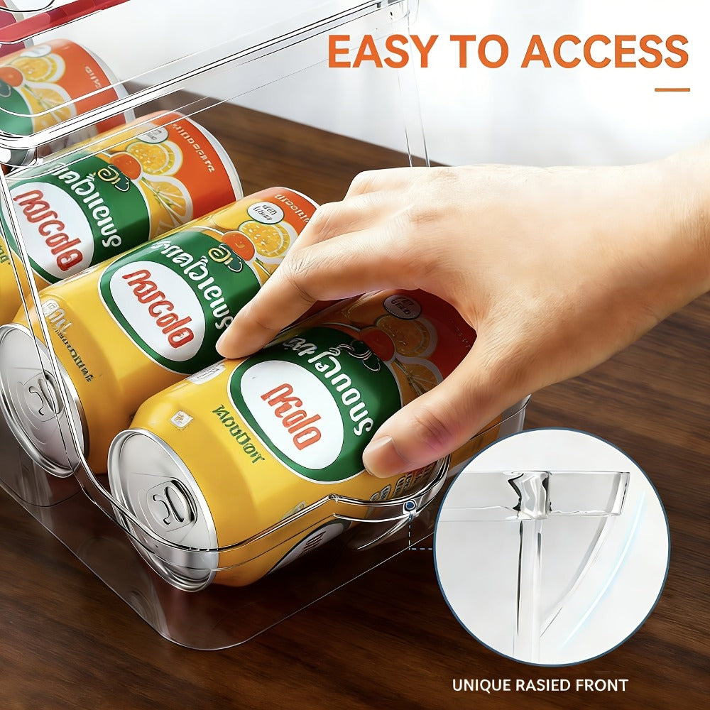 Soda Can Organizer for Refrigerator Stackable | Can Holder Dispenser with Lid for Fridge, Pantry & Freezer – Holds 9 Cans Each