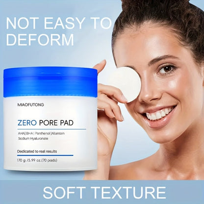 AHA BHA Toner Pads Zero Pore 70pcs - Deep Cleansing, Oil Control & Hydration with Hyaluronic Acid