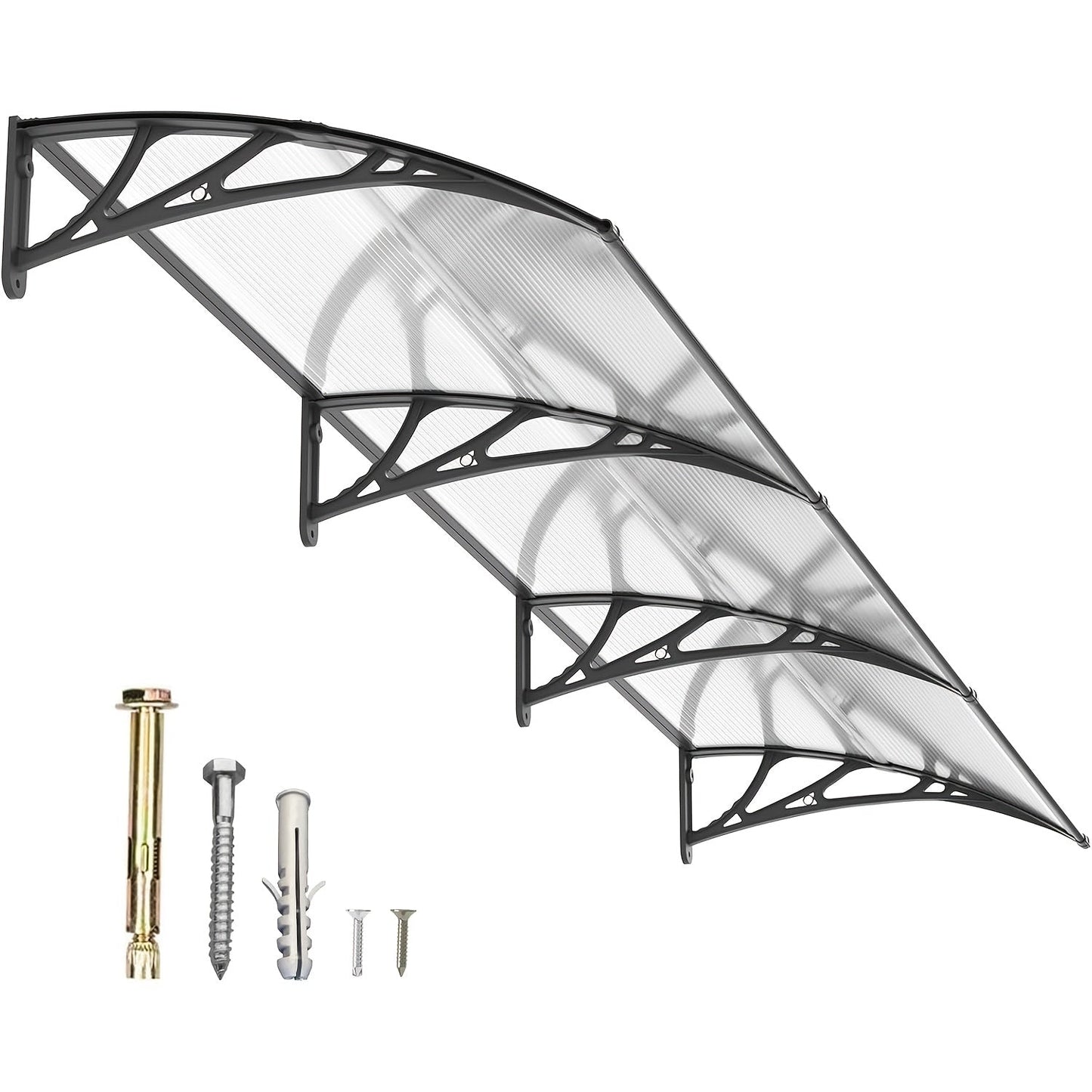 Polycarbonate Window Awning Door Canopy - UV Rain Snow Sun Protection Overhang for Doorways, Patio & Windows
