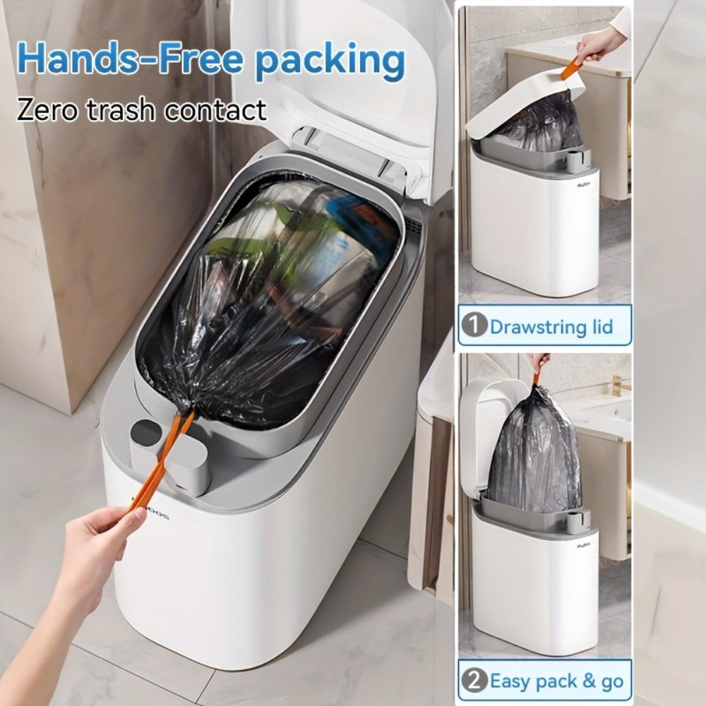 Sensor Trash Can Self-Emptying 3.8 Gallon with Drawstring Bags – Hands Free Infrared Smart for Home Cooking, Dining and Outdoor Meals