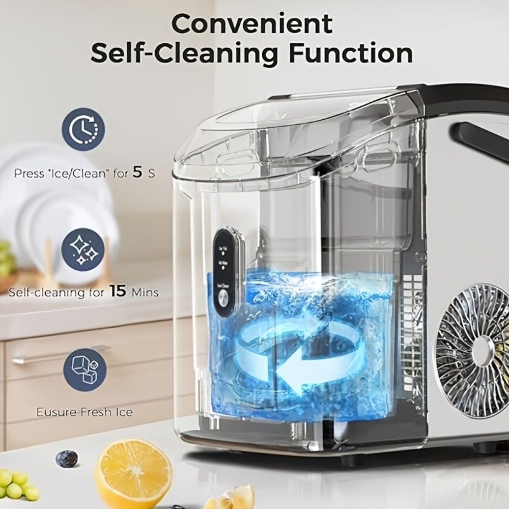 Stainless Steel Ice Maker Countertop – 35 Lbs Soft Chewable Nugget Ice or 26 Lbs Bullet Ice, Pebble Portable Ice Machine for Home, Kitchen