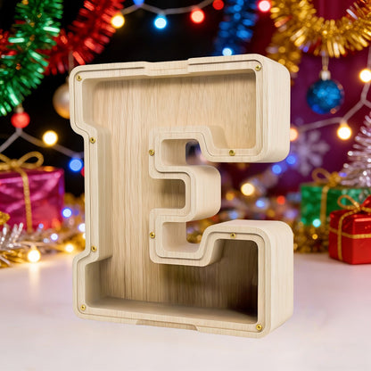 Alphabet Letter Piggy Bank A-Z Wooden Coin Bank Large Capacity Transparent – Personalized Savings Box for Kids | Back to School