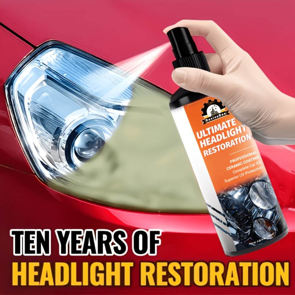 Car Headlight Polish Spray Bottle with Sponge Applicator for Manual Lens Surface Cleaning and Buffing