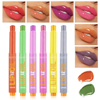6-Piece Neon Press-On Lip Gloss Set High-Gloss Bold Lip Makeup, for Makeup, Travel and Everyday Vanity Use