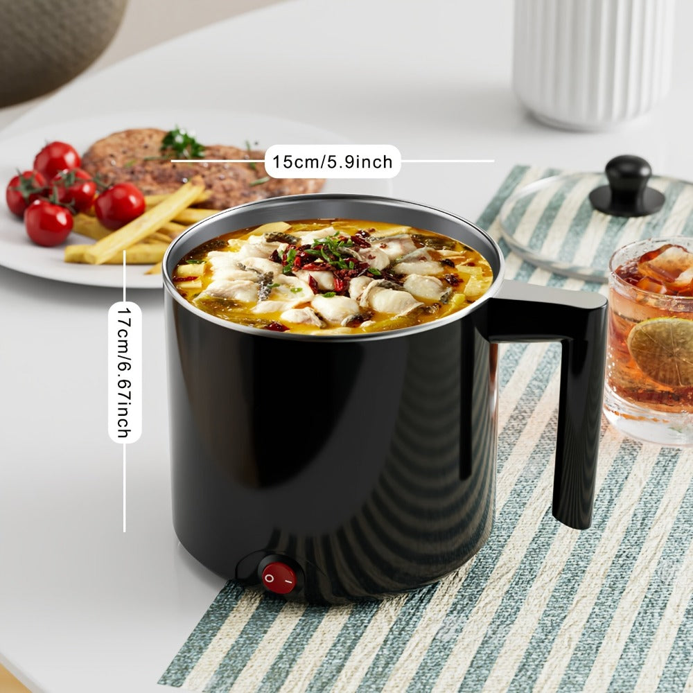 Electric Hot Pot 1.5L Non-Stick Saucepan, Portable Mini Electric Cooker for Noodles, Pasta, Eggs
