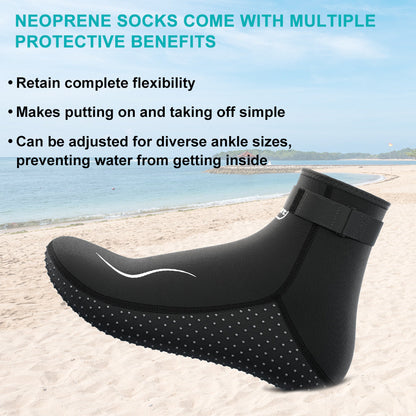 Neoprene Wetsuit Socks 3.5mm – High & Low Cut Water Booties, Non-Slip Anti-Abrasion for Diving Snorkeling Kayaking Beach Volleyball Surfing