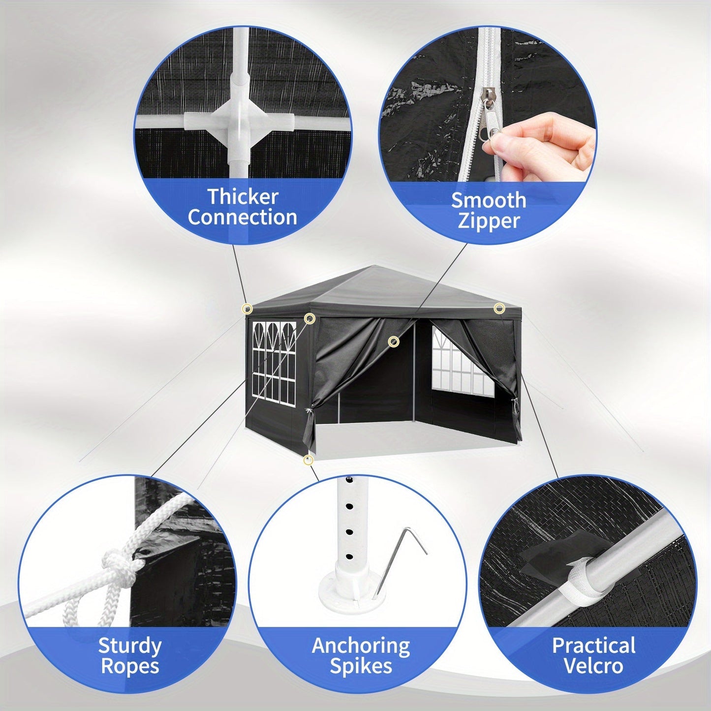 10x10ft White Party Canopy Tent with No Sidewalls, Three Sidewalls or Four Sidewall Configuration Options