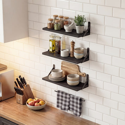 Floating Shelves for Wall, 3 or 6pcs Farmhouse Wall Shelves for Bedroom, Bathroom, Living Room & Kitchen Decor