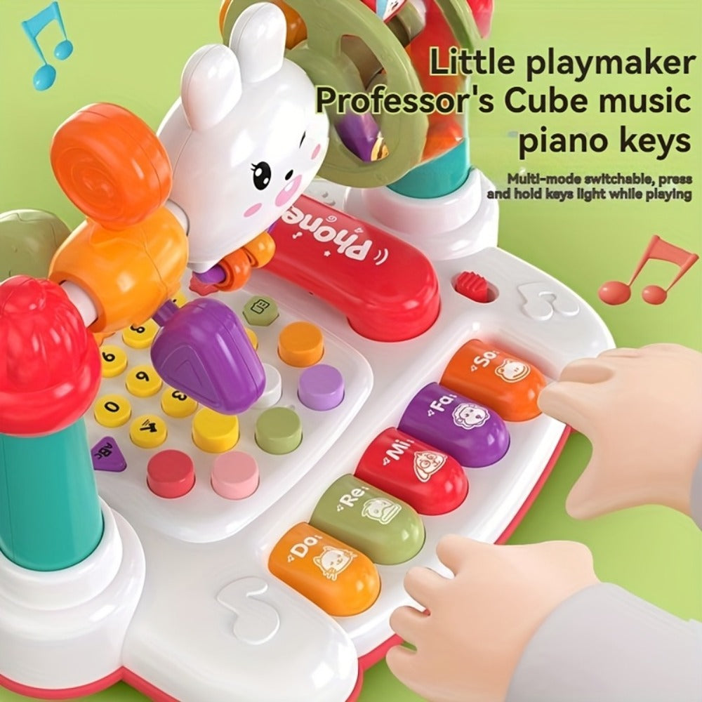 Rabbit Story Machine Toy for Kids with Piano Music & LED Lights, Multifunctional Educational Phone Toy