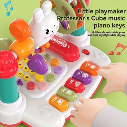 Rabbit Story Machine Toy for Kids with Piano Music & LED Lights, Multifunctional Educational Phone Toy