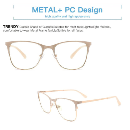 Reading Glasses – Three-Pair Rectangular Metal Readers with Polycarbonate Lenses with Multiple Strength and Color Options