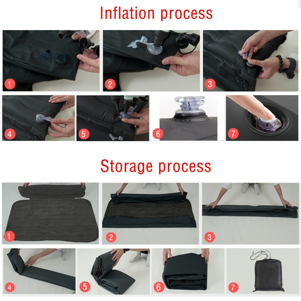 Car Inflatable Mattress for SUV & Sedan – Thickened Back Seat Sleeping Pad with Air Pump & 2 Pillows, Rear Trunk Camping Bed for Road Trips