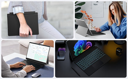 Surface Pro Keyboard with 7-Color Backlit Touchpad Ultra-Slim Bluetooth Wireless 15M Rechargeable 750mAh Type Cover for Microsoft Surface