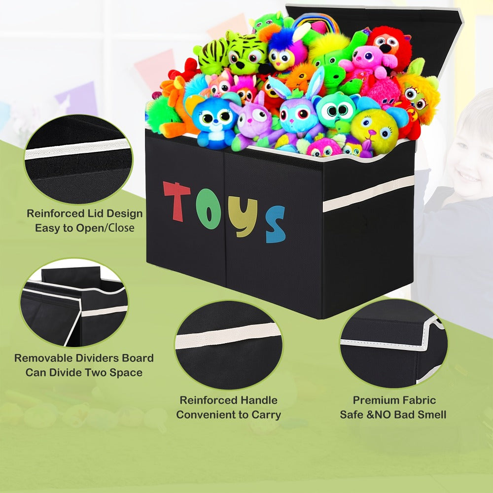 Extra Large Collapsible Kids Storage Chest with Lid, 31.7 Gal Toy Box Organizer Bins for Boys Girls Bedroom Nursery Living Room