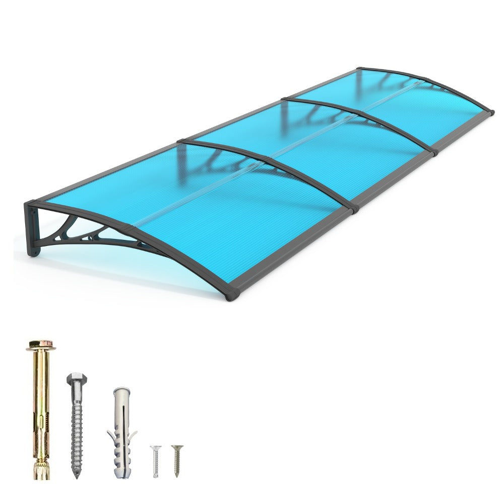 Window Awning Door Canopy Polycarbonate Overhang, UPF 50+ UV & Rain Protection, Leak-Proof Hollow Sheet