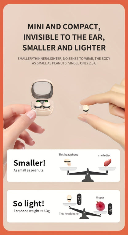Wireless Earbuds Ultra-Small In-Ear with Touch Control, Built-In Mic and LED Case in Three Colors