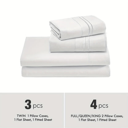 Fitted Sheet Set Deep Pocket | Soft Cooling Breathable Bedding 3-4pcs Fade-Resistant All-Season for Twin Full Queen King
