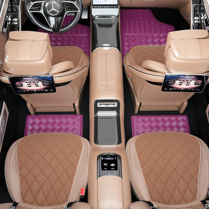 Molded Car Floor Mats, Four-Piece Front and Rear Set with Trim Lines in Six Color Options for Vehicle Footwells