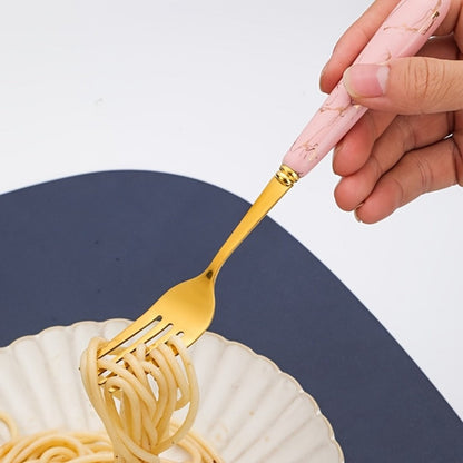 Marble Pattern Cutlery Set 24pcs – Dinner Forks Soup Spoons Teaspoons for Home Hotel Restaurant