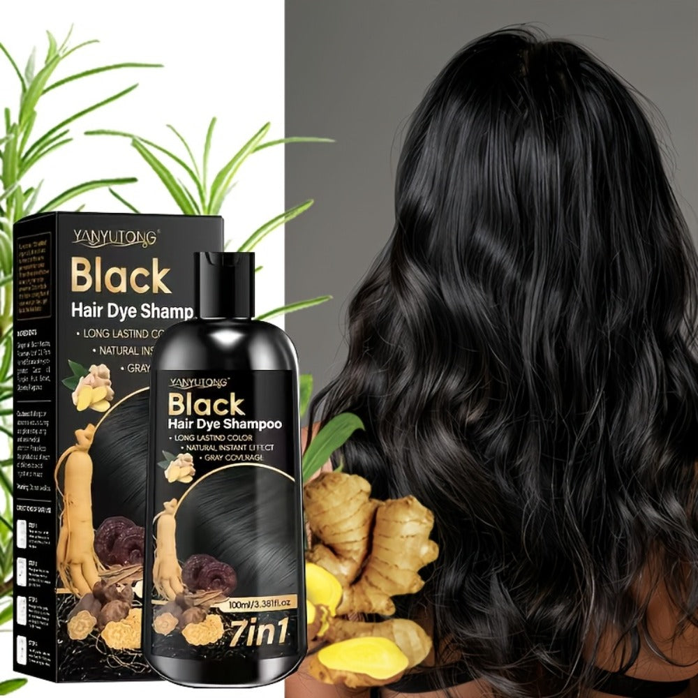 Hair Color Shampoo, YANYUTONG 7-in-1 100ml Bottle with Brown, Chestnut Brown or Black Options