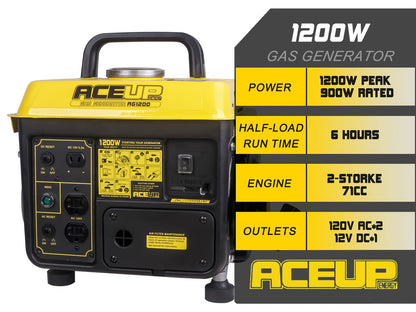 Portable Generator, Gas Powered Camping Home Backup Emergency Power for Garden, Patio and Yard Use