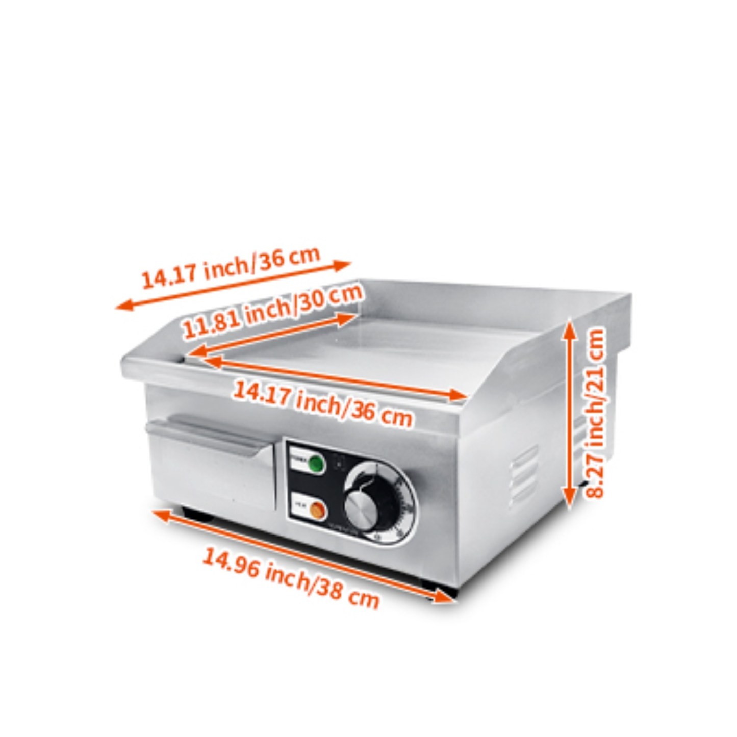 Electric Flat Top Grill 14"/22", Commercial Teppanyaki Griddle, Non-Stick Cast Iron Cooking Surface