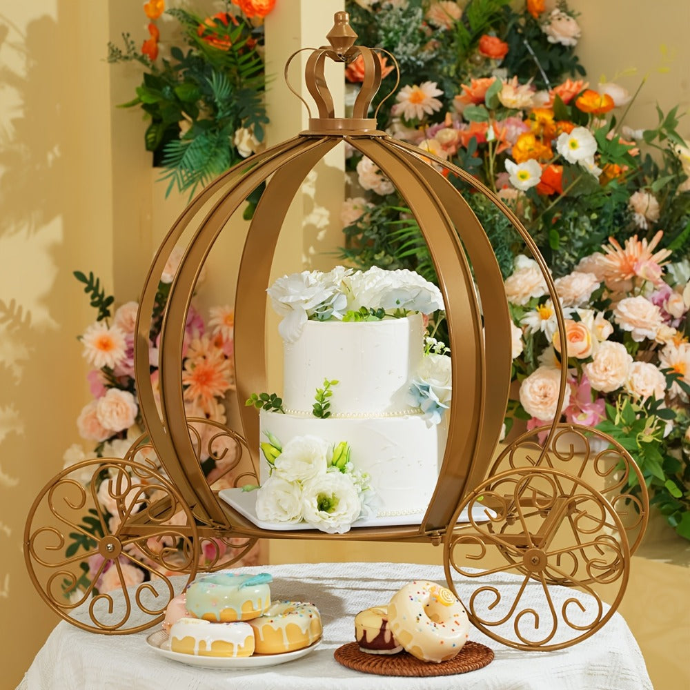 Cinderella Pumpkin Carriage Cake Stand 25 Inch - Princess Wedding Centerpiece Decoration for Entryways, Bedrooms and Living Spaces
