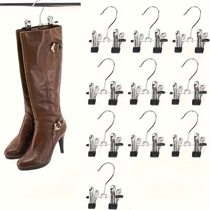 Metal Clamp Clothes Hangers, 10-Piece Set in White, Gray or Black with Twin Clips for Pants, Skirts or Boots