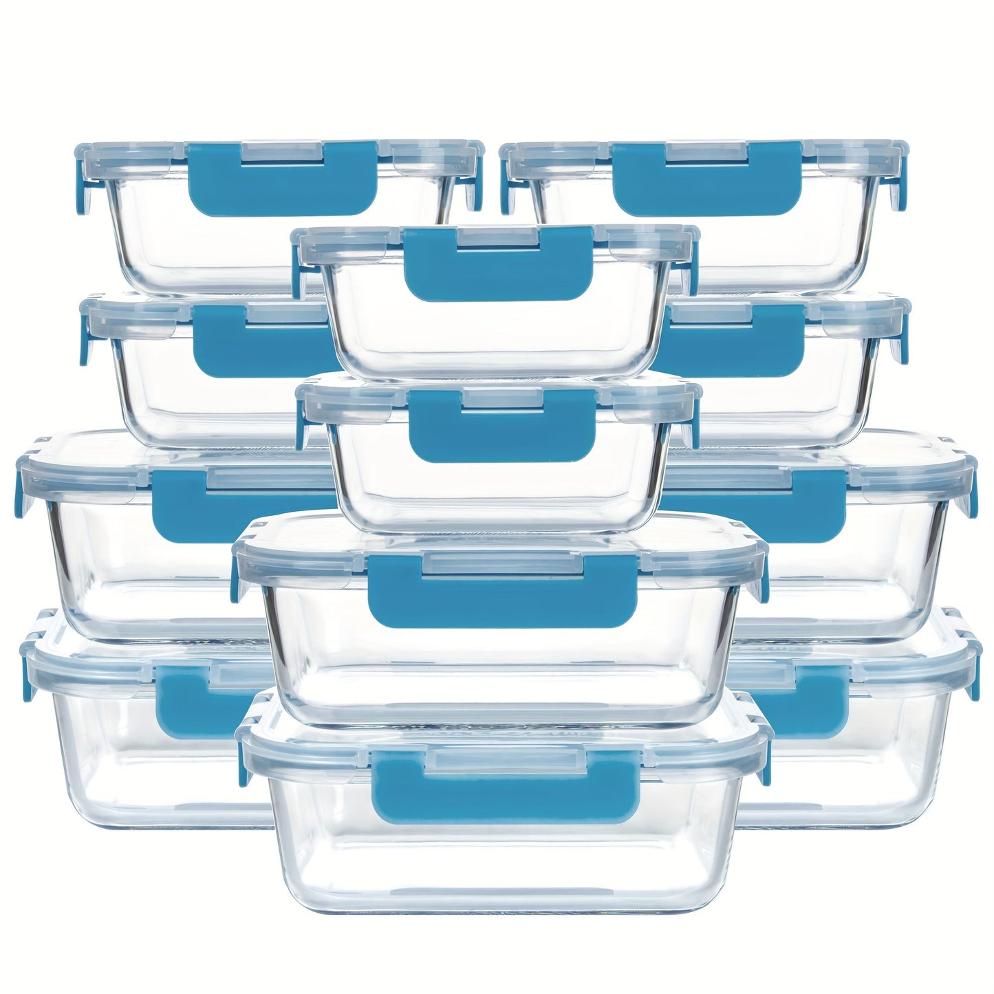 Glass Food Storage Containers with Airtight Lids – Borosilicate Glass Meal Prep Containers Set, Microwave Dishwasher Freezer Safe