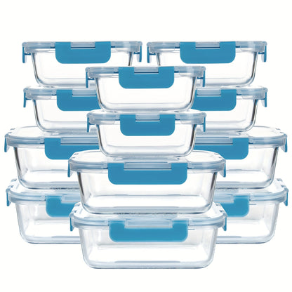 Glass Food Storage Containers with Airtight Lids – Borosilicate Glass Meal Prep Containers Set, Microwave Dishwasher Freezer Safe