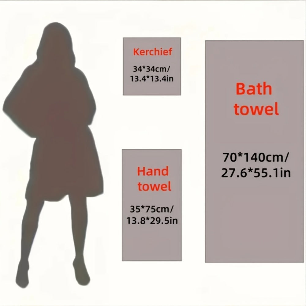 Five-Piece Patterned Bath Towel Set with One Bath Towel, Two Hand Towels and Two Washcloths in Three Colors