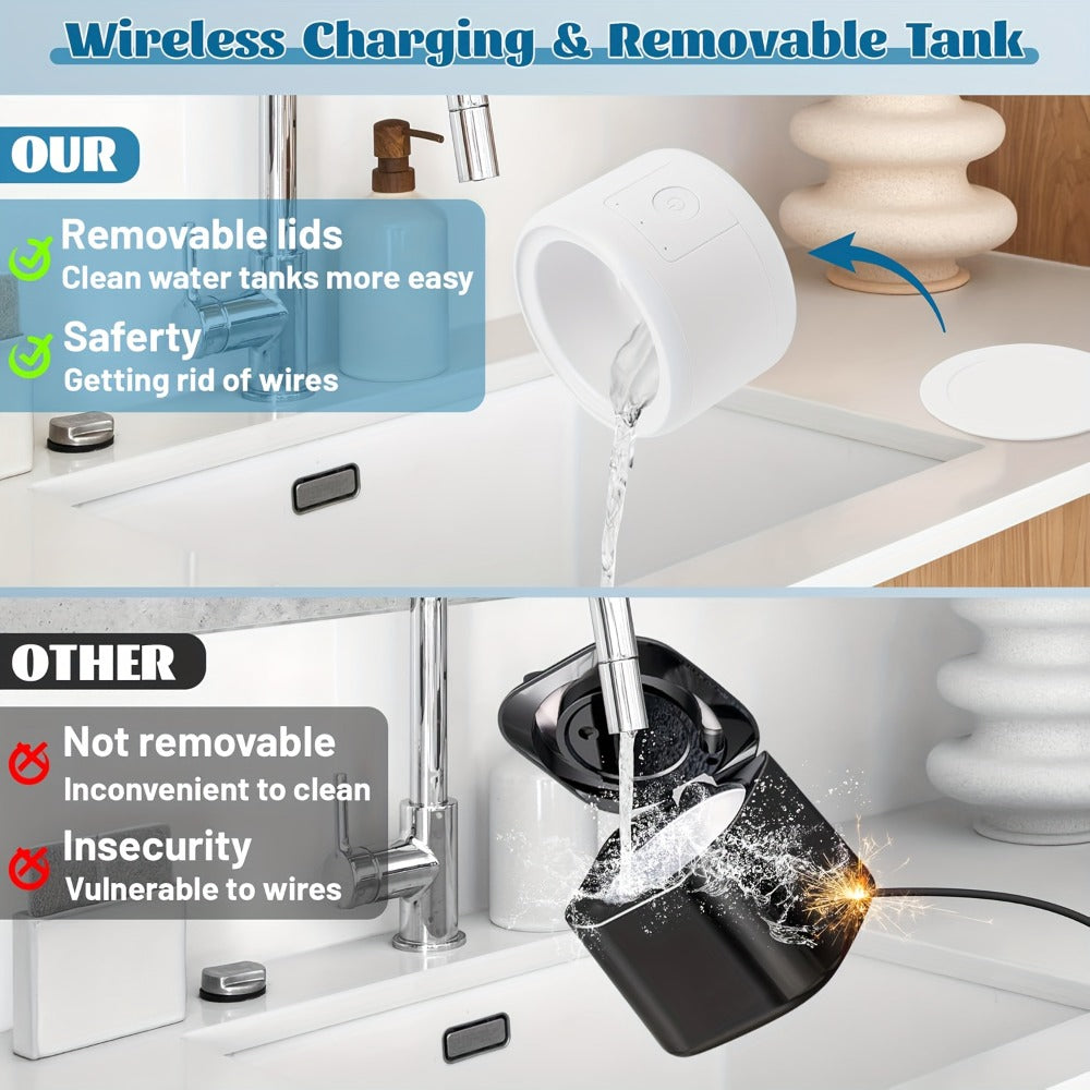 Electric Ultrasonic Cleaner Machine for Dentures Jewelry & Glasses – USB Rechargeable 3 Speeds Auto Timer 180ml Tank One-Touch Portable