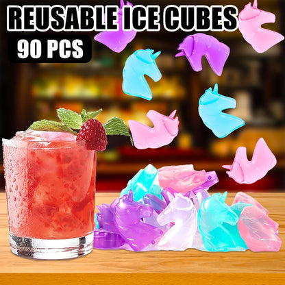 Reusable Plastic Ice Cubes 60/90/120/165 PCS - Non-Melting Non-Diluting Refreezable Ice Cubes for Whiskey