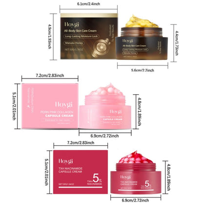 Face Cream PDRN Collagen Three-Piece Capsule Set with Vitamin C and Niacinamide for Day or Night Use