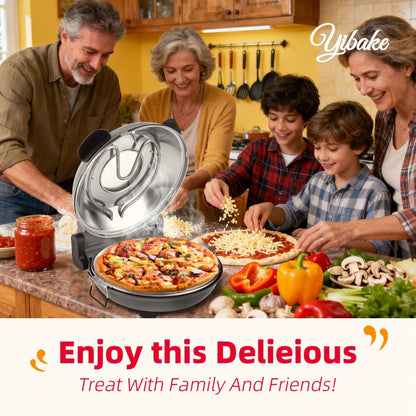 Indoor Pizza Oven 12 Inch Countertop Electric Pizza Maker 1200W, Reaches 800°F in Minutes, Dual Knob Control