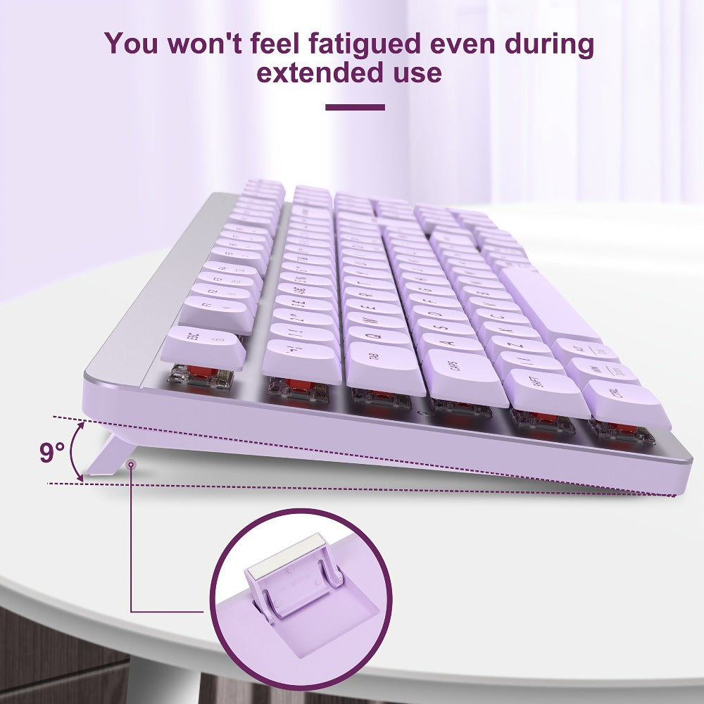 Wireless Keyboard and Mouse Combo 98 Keys Full Size, 2.4GHz, Mechanical Feel, Quiet Keys, Design for PC