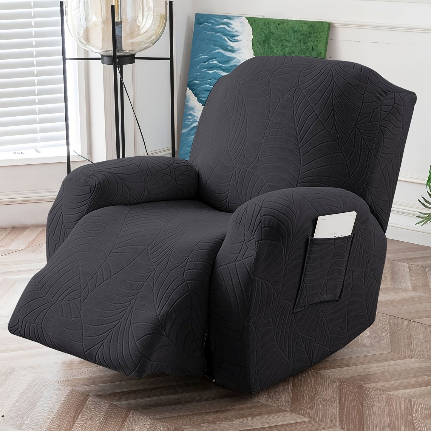 Sofa Cover Big-Leaf Jacquard High-Stretch Recliner Slipcover for 1, 2 or 3 Seats and Console Loveseats
