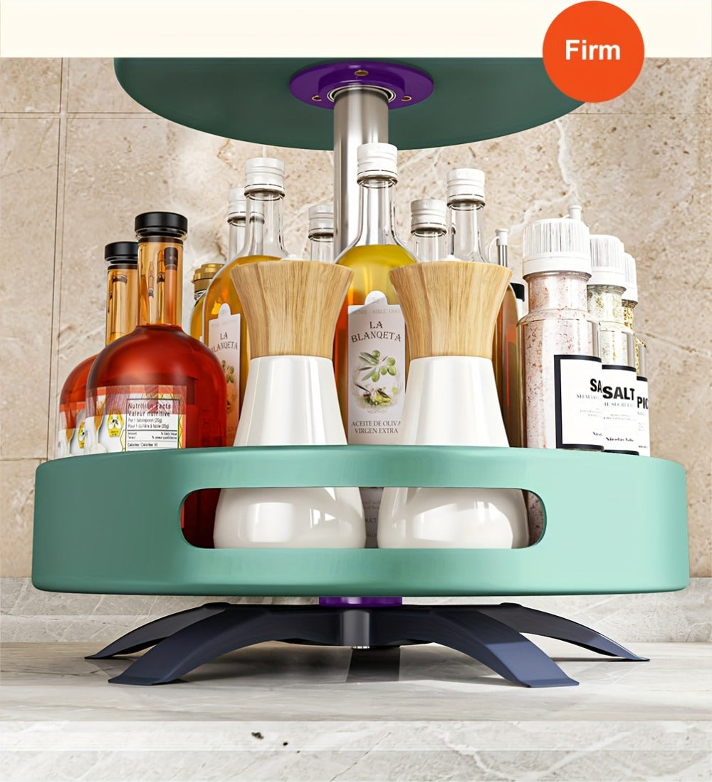 Rotating Spice Rack Double Layer Stainless Steel Countertop Corner Seasoning Storage for Laundry Rooms, Closets and Home Organization