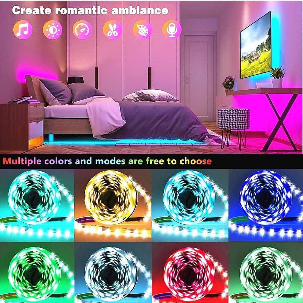 Color Changing LED Strip Lights App & Remote Control – Music Sync Smart RGB Lights 16 Million Colors for Home, Desk and Accent Lighting