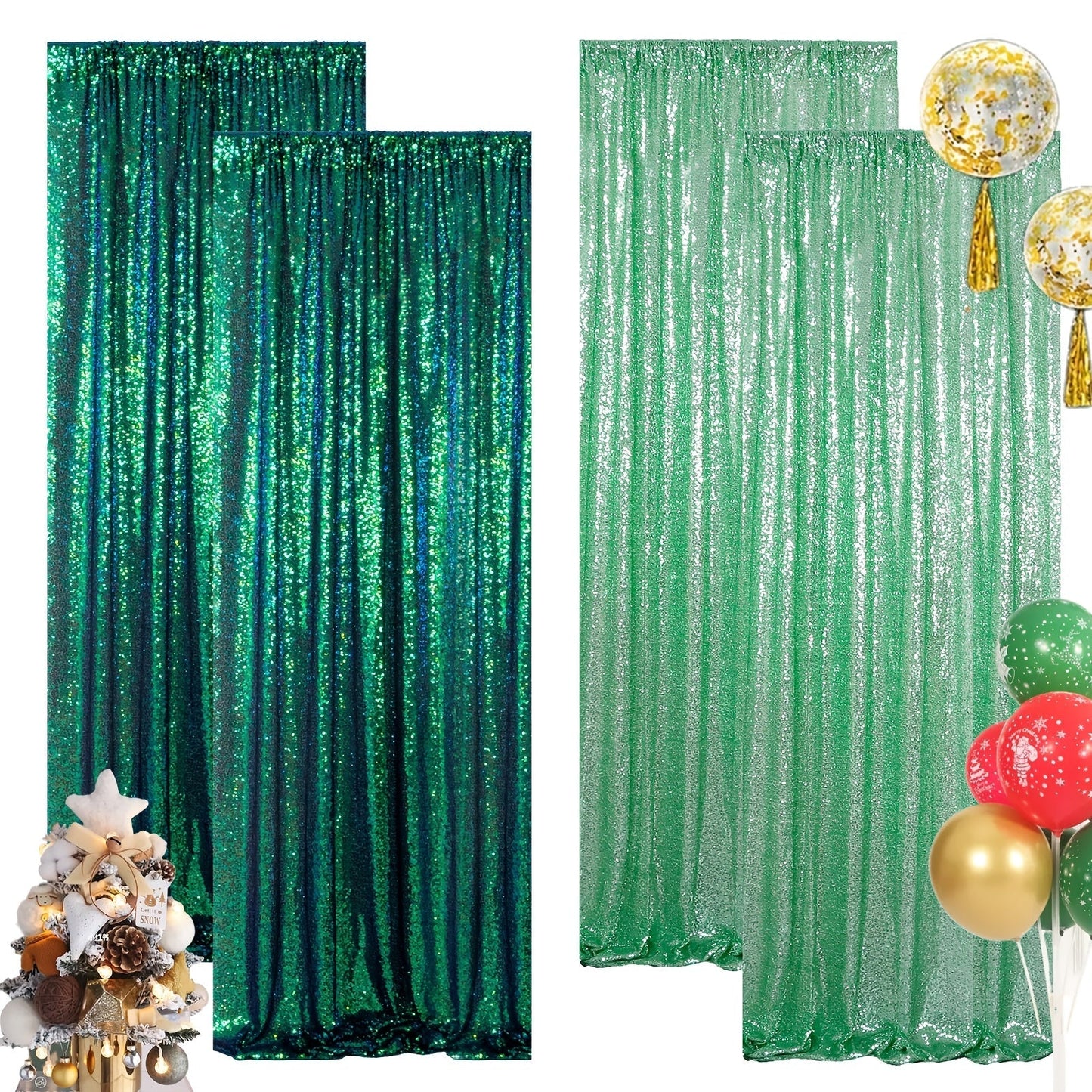 Sequin Backdrop Curtain for Party Wedding – 4x8ft Shimmering Glitter Curtain for Birthday Photo Booth Stage Decoration, Easy Hang