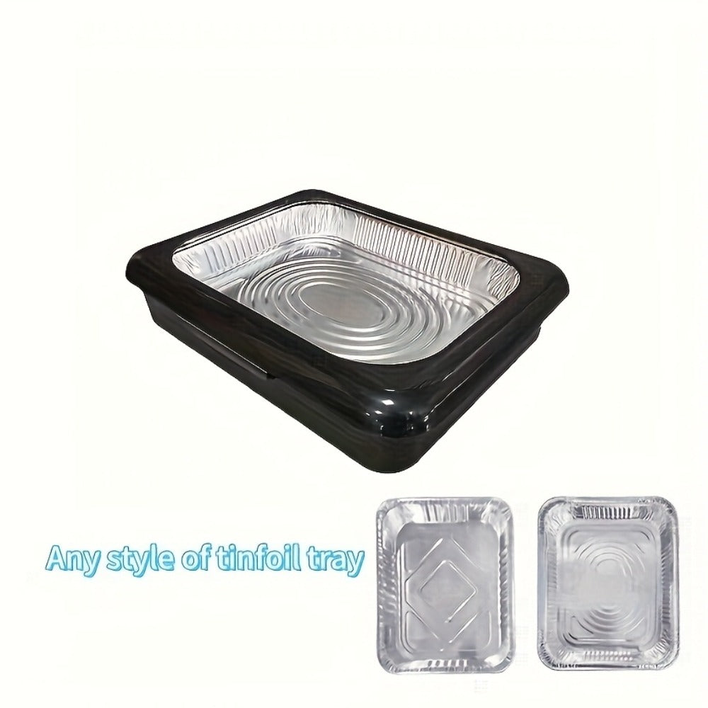Aluminum Foil Tray with Lid - 2-in-1 Stackable BBQ Salad Serving Container for Picnic Party Kitchen
