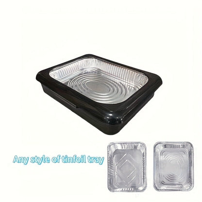 Aluminum Foil Tray with Lid - 2-in-1 Stackable BBQ Salad Serving Container for Picnic Party Kitchen