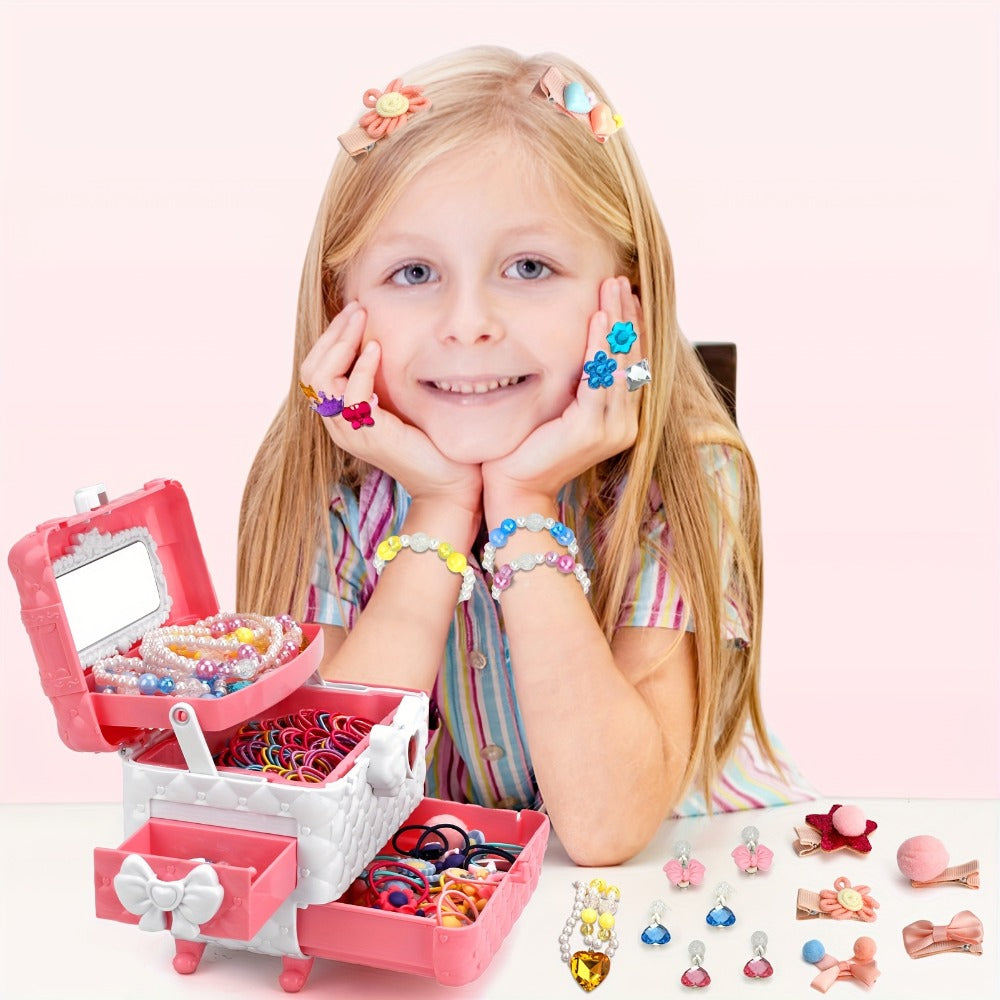 Kids Jewelry & Dress-Up Set 152 PCS, Costume Jewelry Hair Clips Bands & Accessories for Girls Ages 3+
